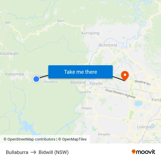 Bullaburra to Bidwill (NSW) map