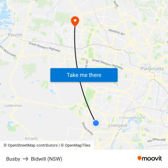 Busby to Bidwill (NSW) map