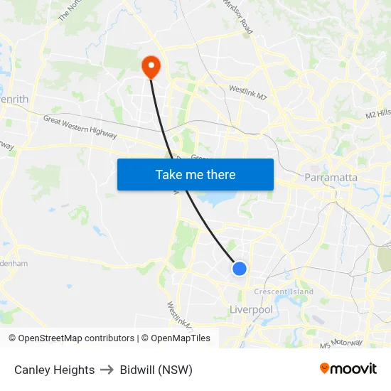 Canley Heights to Bidwill (NSW) map