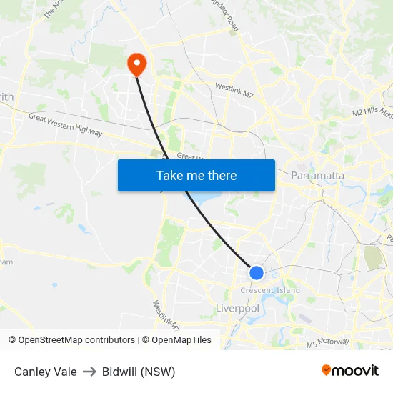 Canley Vale to Bidwill (NSW) map