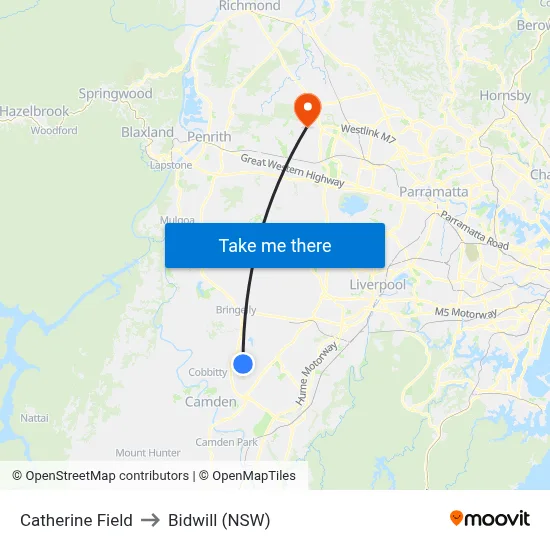 Catherine Field to Bidwill (NSW) map
