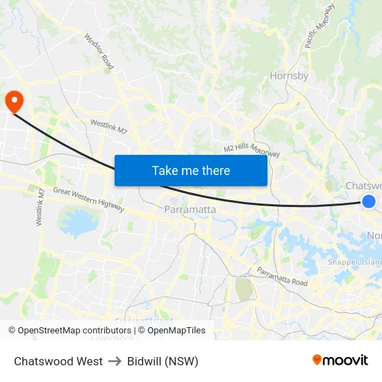 Chatswood West to Bidwill (NSW) map