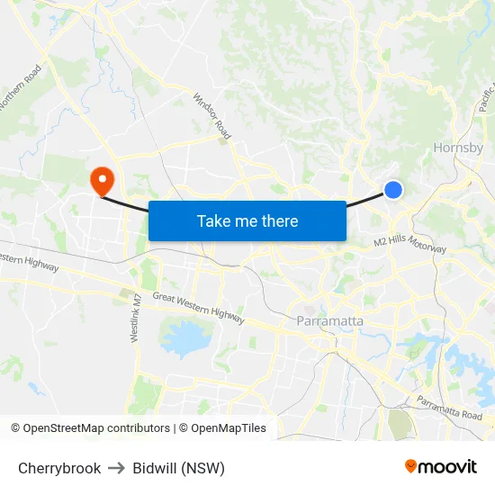 Cherrybrook to Bidwill (NSW) map