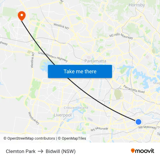 Clemton Park to Bidwill (NSW) map