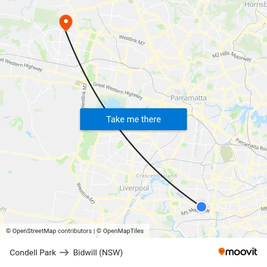 Condell Park to Bidwill (NSW) map