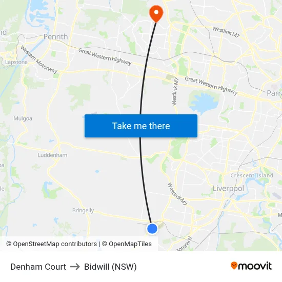 Denham Court to Bidwill (NSW) map
