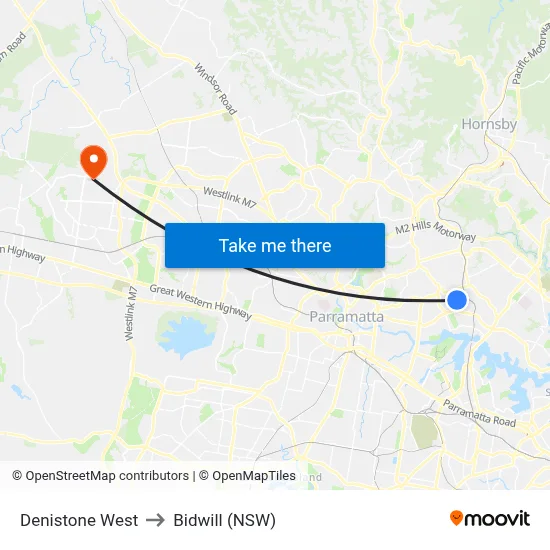 Denistone West to Bidwill (NSW) map