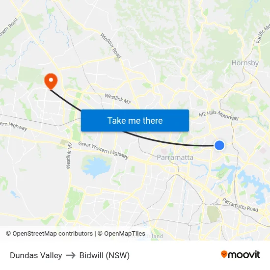 Dundas Valley to Bidwill (NSW) map