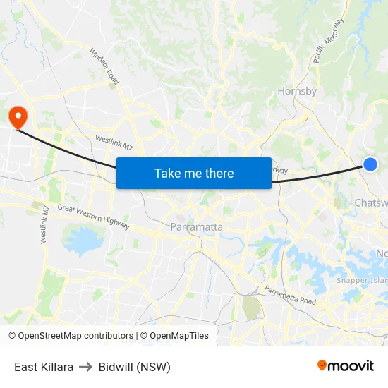 East Killara to Bidwill (NSW) map