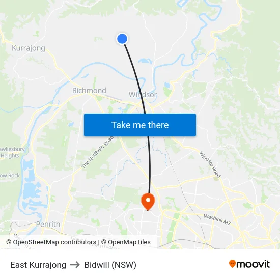 East Kurrajong to Bidwill (NSW) map