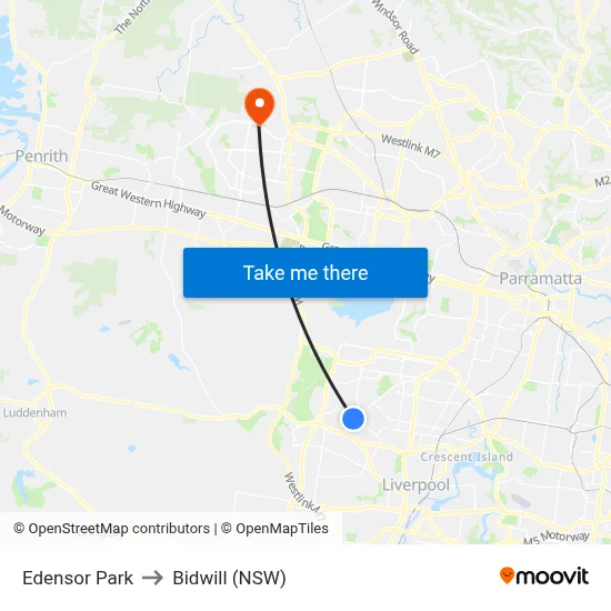 Edensor Park to Bidwill (NSW) map