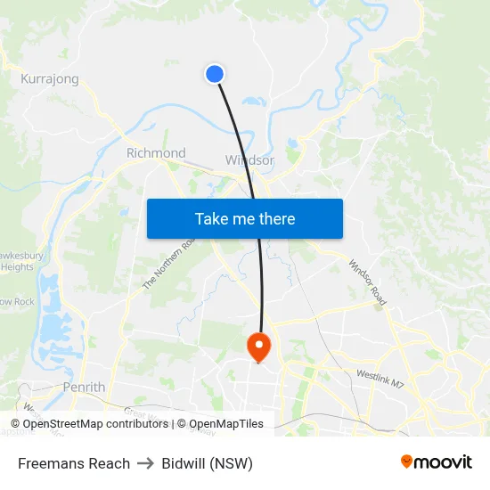 Freemans Reach to Bidwill (NSW) map