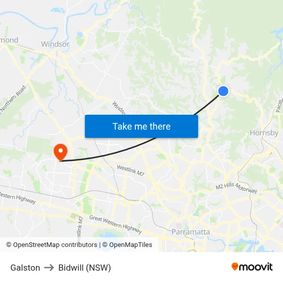Galston to Bidwill (NSW) map
