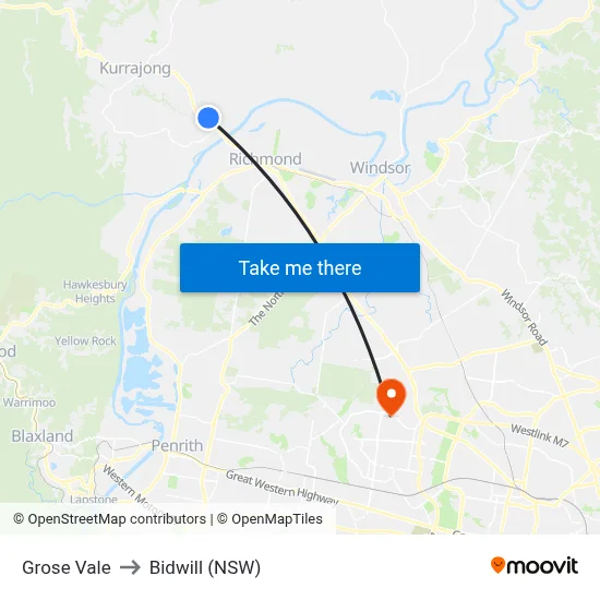 Grose Vale to Bidwill (NSW) map