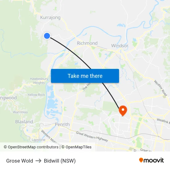 Grose Wold to Bidwill (NSW) map