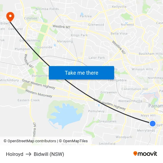 Holroyd to Bidwill (NSW) map
