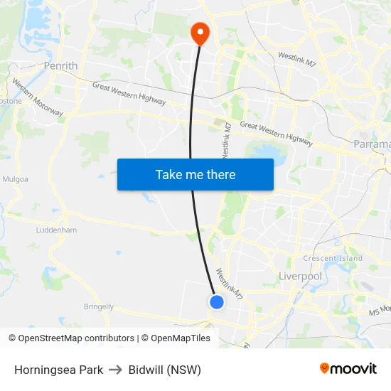 Horningsea Park to Bidwill (NSW) map