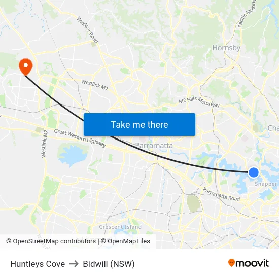 Huntleys Cove to Bidwill (NSW) map