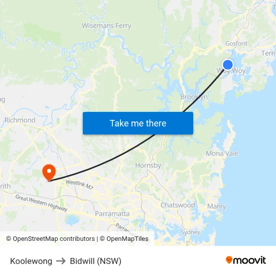 Koolewong to Bidwill (NSW) map