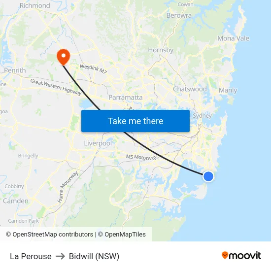 La Perouse to Bidwill (NSW) map