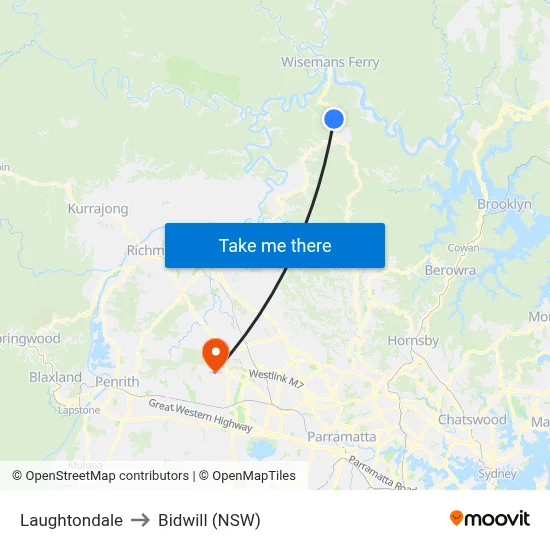 Laughtondale to Bidwill (NSW) map