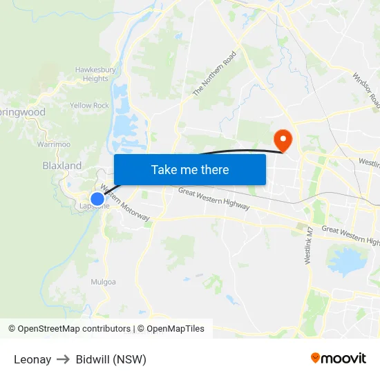 Leonay to Bidwill (NSW) map
