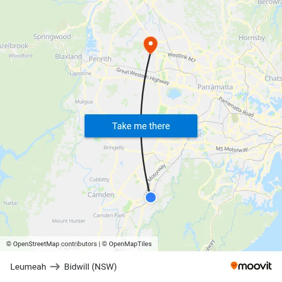 Leumeah to Bidwill (NSW) map