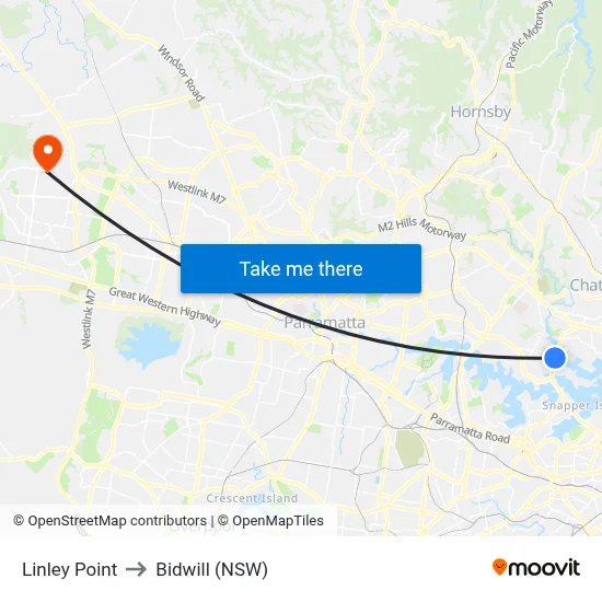 Linley Point to Bidwill (NSW) map