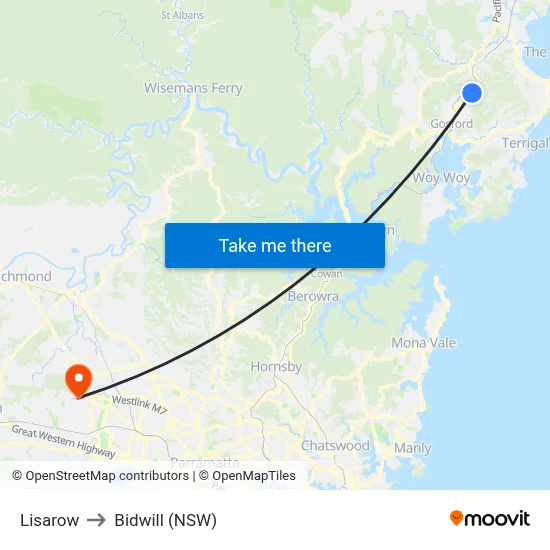 Lisarow to Bidwill (NSW) map