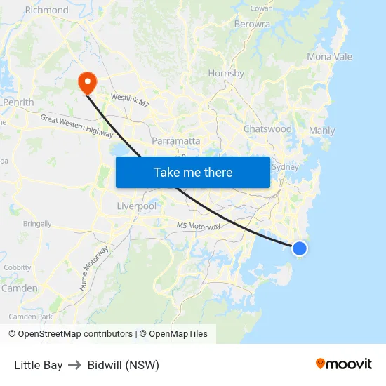 Little Bay to Bidwill (NSW) map