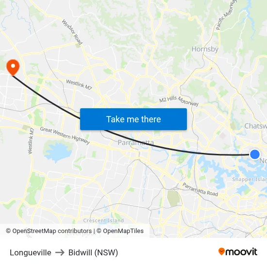 Longueville to Bidwill (NSW) map