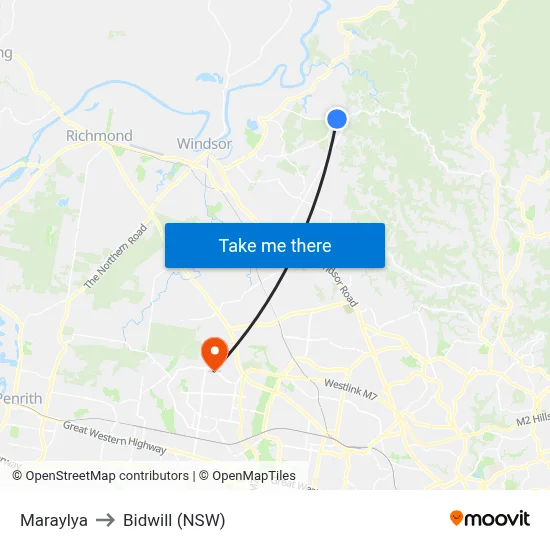Maraylya to Bidwill (NSW) map