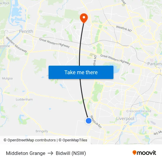 Middleton Grange to Bidwill (NSW) map