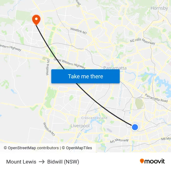 Mount Lewis to Bidwill (NSW) map