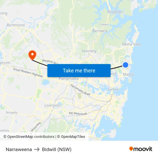 Narraweena to Bidwill (NSW) map