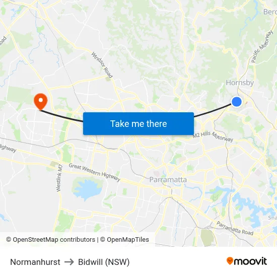 Normanhurst to Bidwill (NSW) map