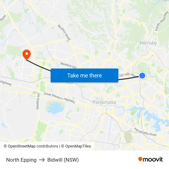 North Epping to Bidwill (NSW) map