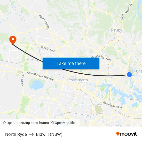 North Ryde to Bidwill (NSW) map