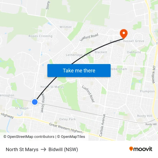 North St Marys to Bidwill (NSW) map