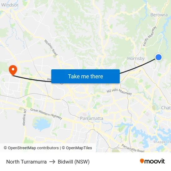 North Turramurra to Bidwill (NSW) map