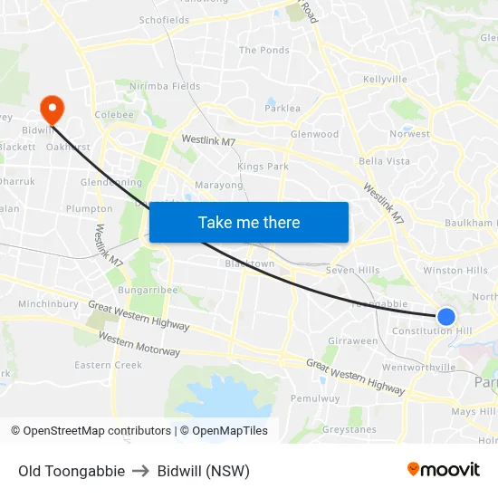 Old Toongabbie to Bidwill (NSW) map
