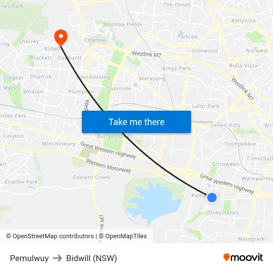 Pemulwuy to Bidwill (NSW) map