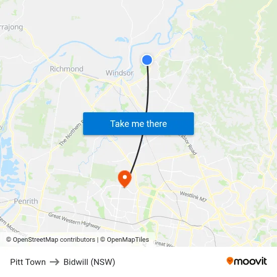 Pitt Town to Bidwill (NSW) map