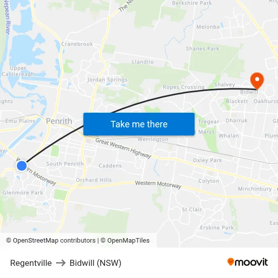 Regentville to Bidwill (NSW) map