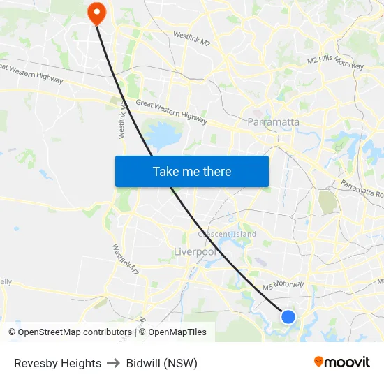 Revesby Heights to Bidwill (NSW) map