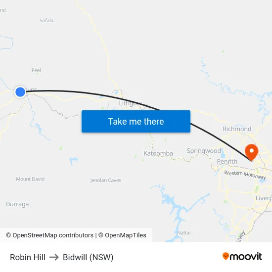 Robin Hill to Bidwill (NSW) map