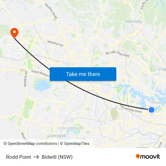 Rodd Point to Bidwill (NSW) map
