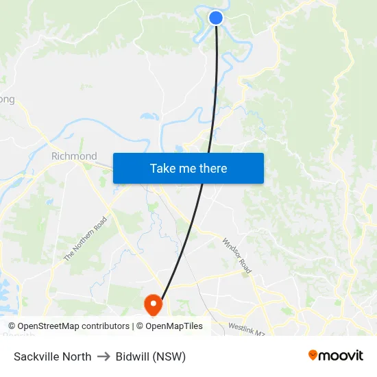 Sackville North to Bidwill (NSW) map