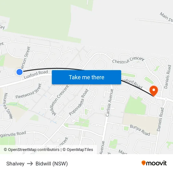 Shalvey to Bidwill (NSW) map