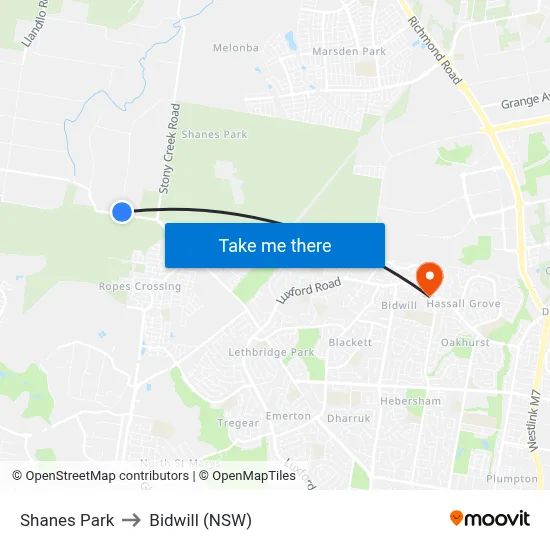 Shanes Park to Bidwill (NSW) map